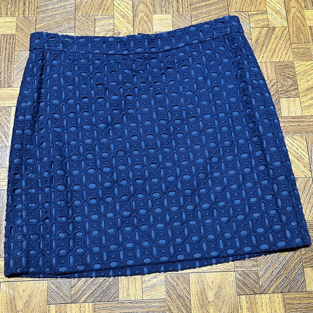 J.Crew Factory Navy Floral Eyelet Skirt in size 6